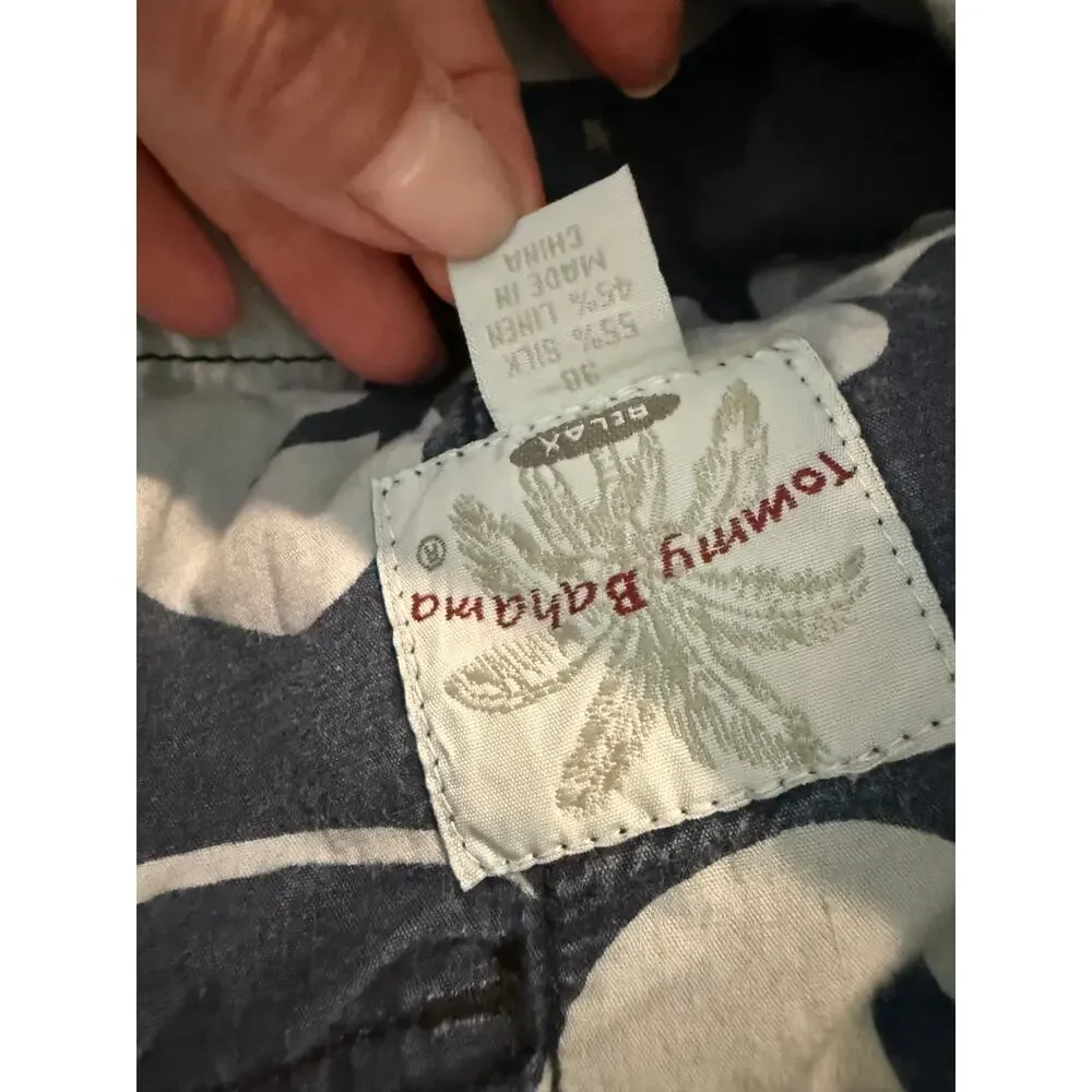 Tommy Bahama Silk & Linen Blend Shorts Navy Blue 36